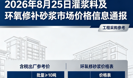 广河2026年8月25日灌浆料及环氧修补砂浆市场价格信息通报
